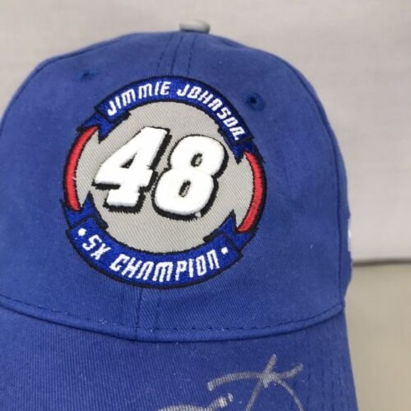 Jimmie Johnson #48 NASCAR Sprint Cup Series 5x Champion Lowes Hat Autographed - Picture 3 of 12